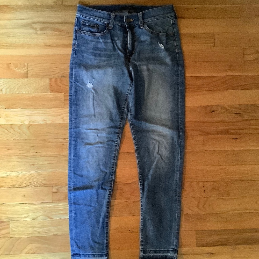 Banana Republic Factory Blue Denim High Waist Skinny Distressed Jeans Size 28/6